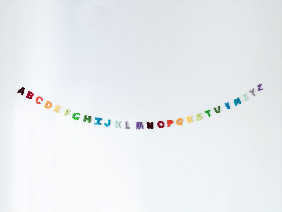 Rainbow Alphabet Garland – Handmade Wool Felt Nursery & Playroom Decor