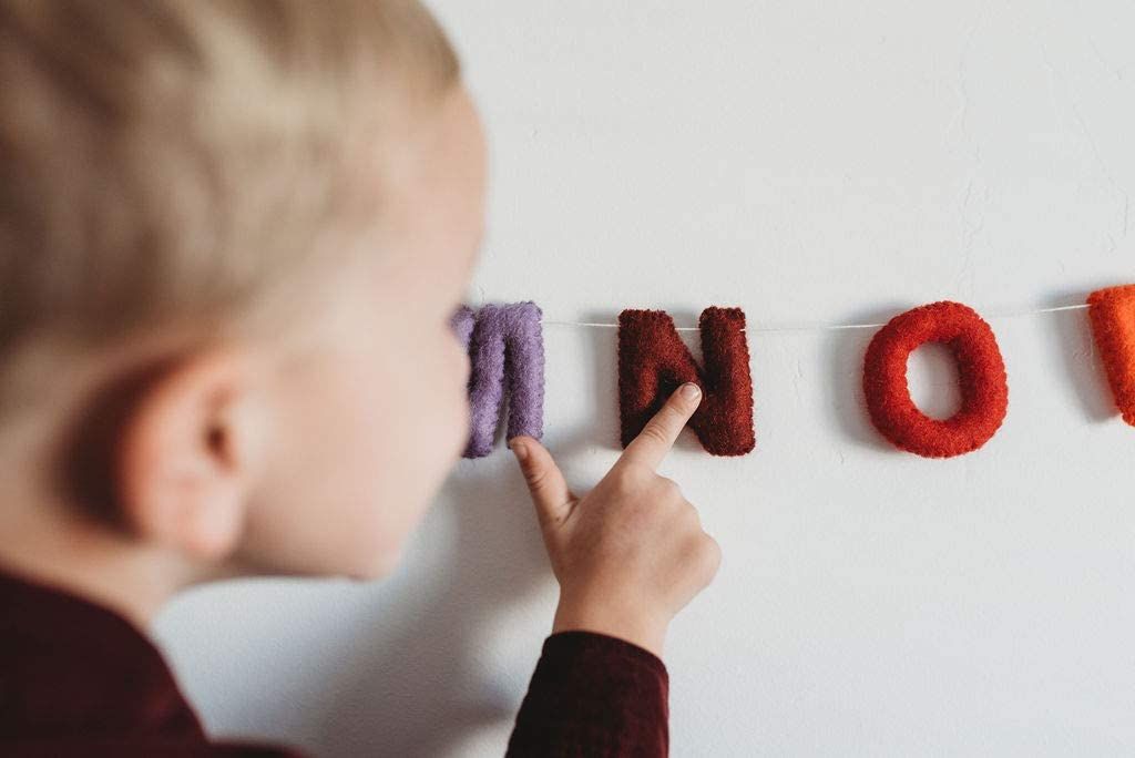 Rainbow Alphabet Garland – Handmade Wool Felt Nursery & Playroom Decor