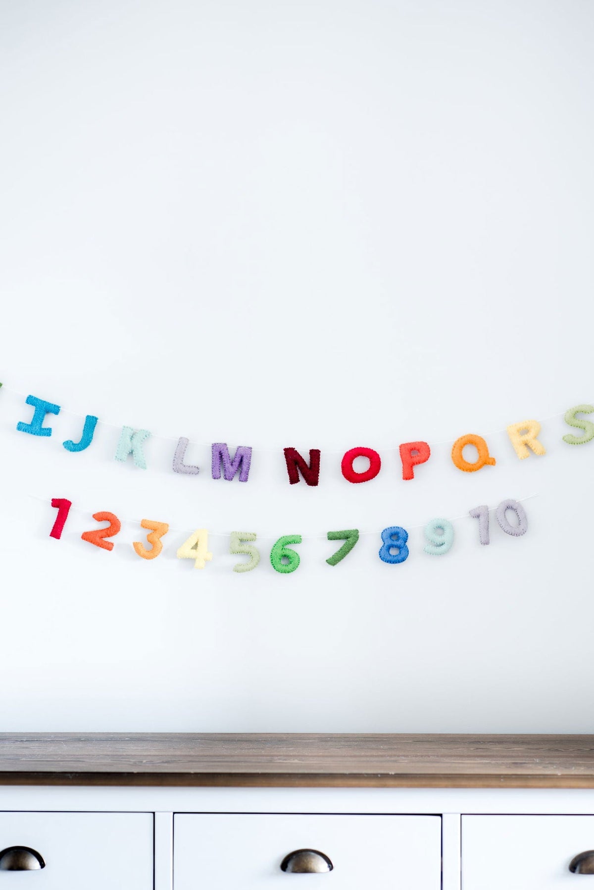 Rainbow Numbers Garland – Handmade Wool Felt Nursery & Playroom Decor