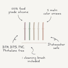 Load image into Gallery viewer, Mushie Silicone Replacement Baby Toddler Cup Straws - 5 Pack
