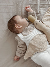 Load image into Gallery viewer, Organic cotton white baby knit overalls
