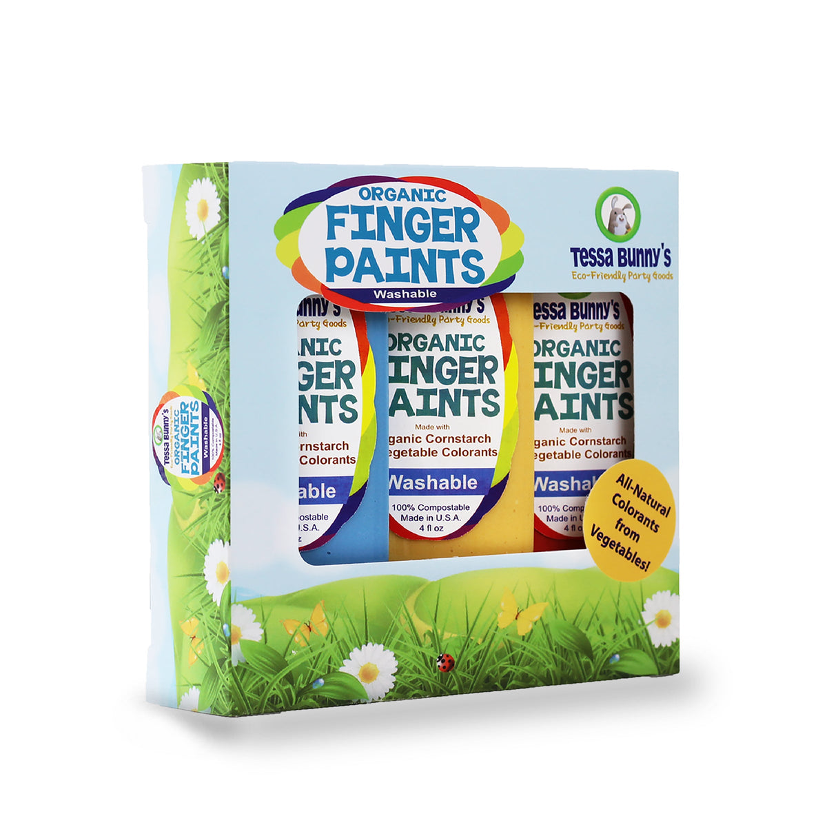 Tessa Bunny's Organic Finger Paints – Plant-Based Colors, Washable, Made in USA