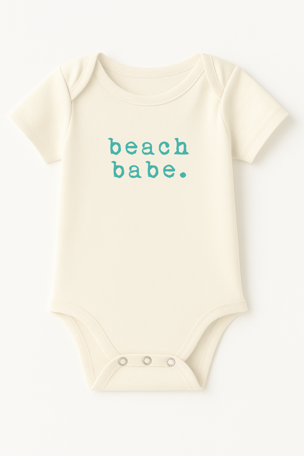 Beach Babe Seafoam Organic Cotton Baby Bodysuit – Short Sleeve, 0–18M