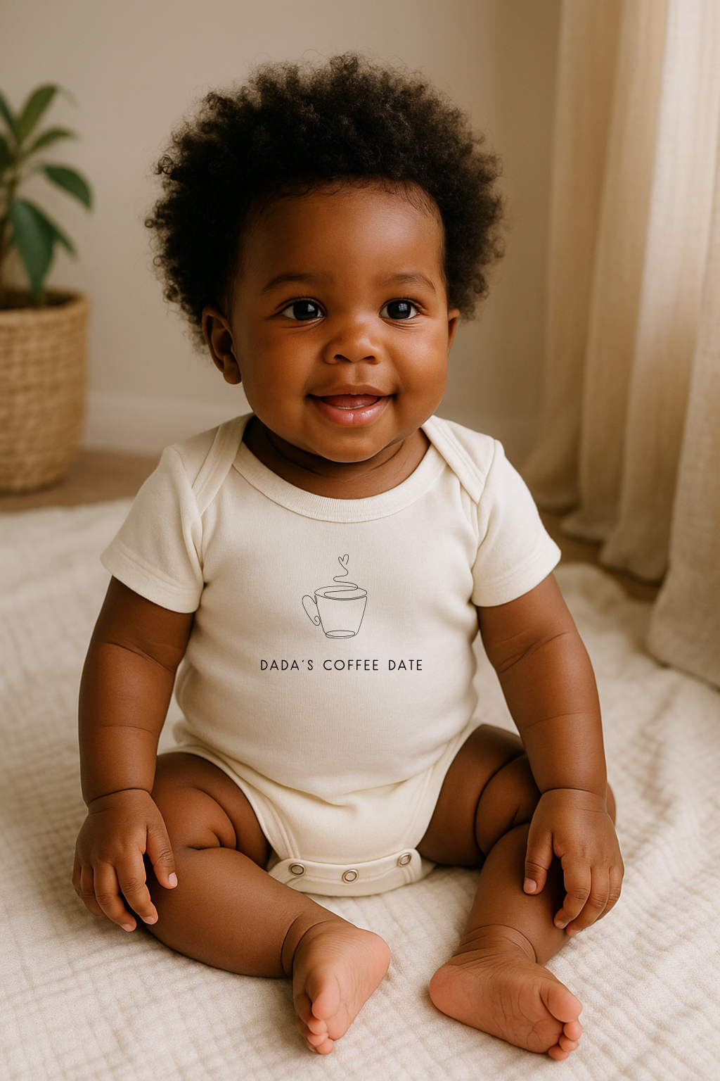 Dada’s Coffee Date Organic Cotton Baby Bodysuit – Short Sleeve, 0–24M