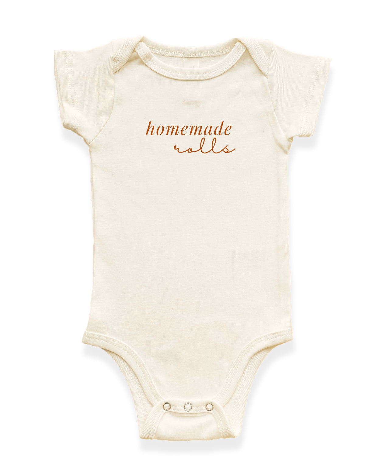 Homemade Rolls Organic Cotton Baby Bodysuit – Short Sleeve, 0–18M