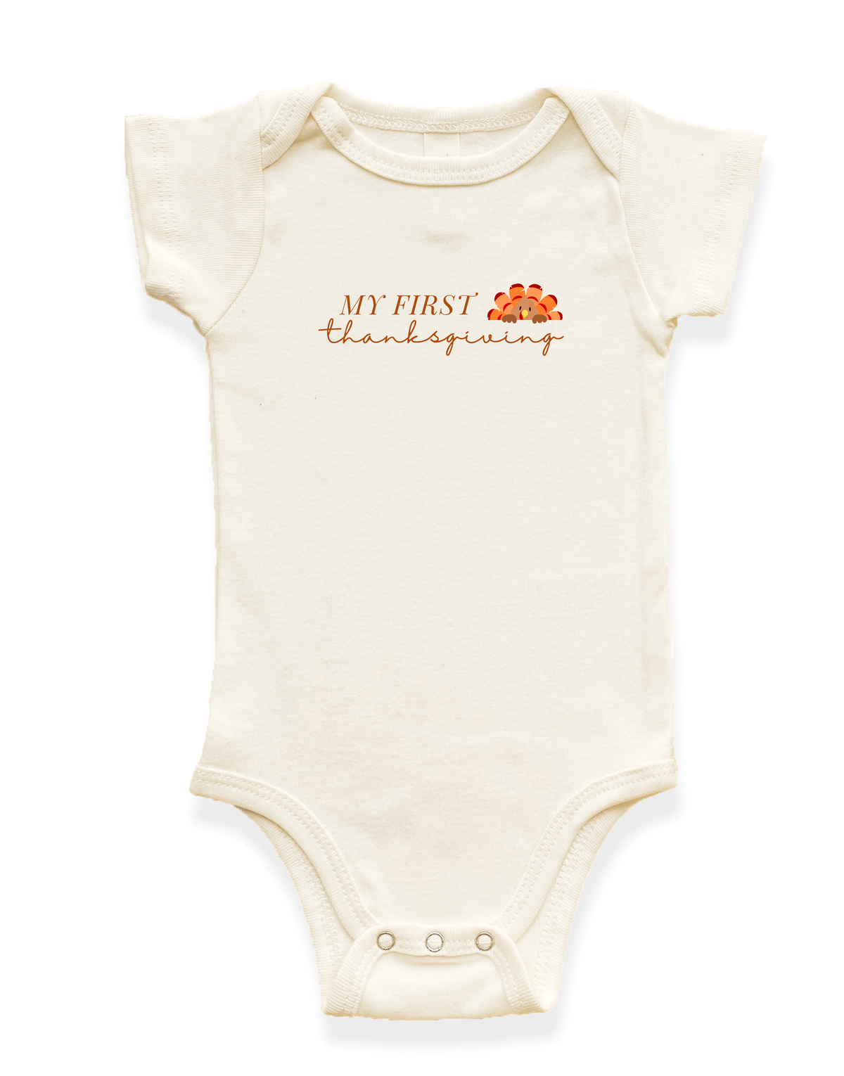 My First Thanksgiving Organic Cotton Baby Bodysuit – Short Sleeve, 0–18M