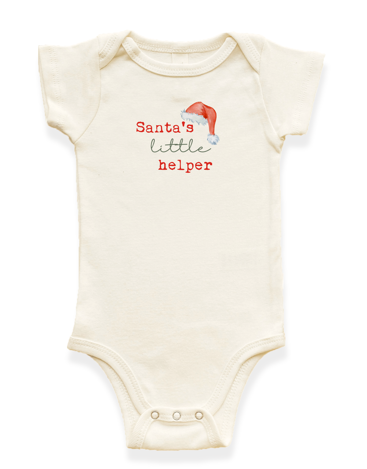 Santa’s Little Helper Organic Cotton Baby Bodysuit – Short Sleeve, 0–18M