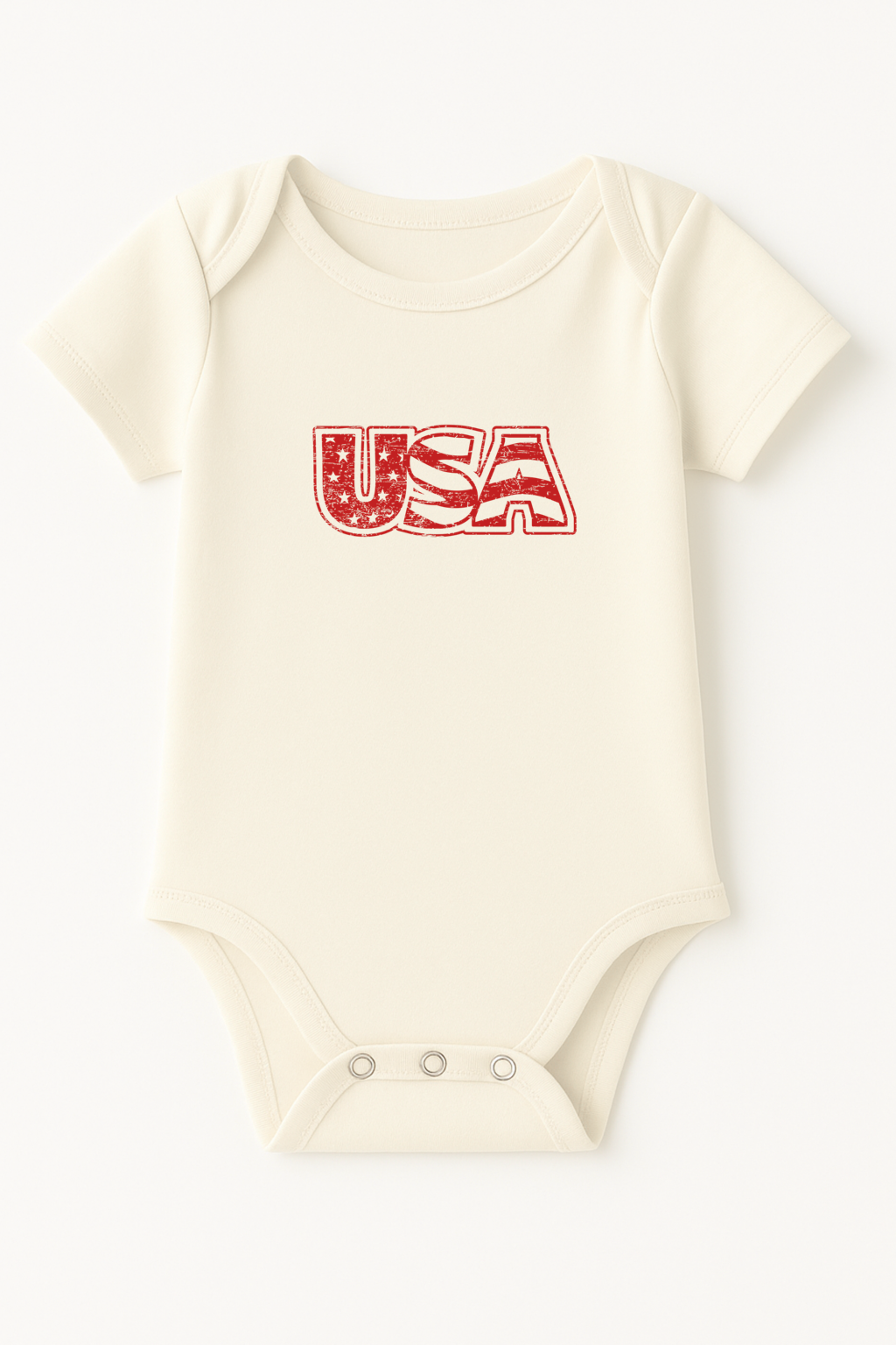 USA Organic Cotton Baby Bodysuit – Short Sleeve, 0–24M
