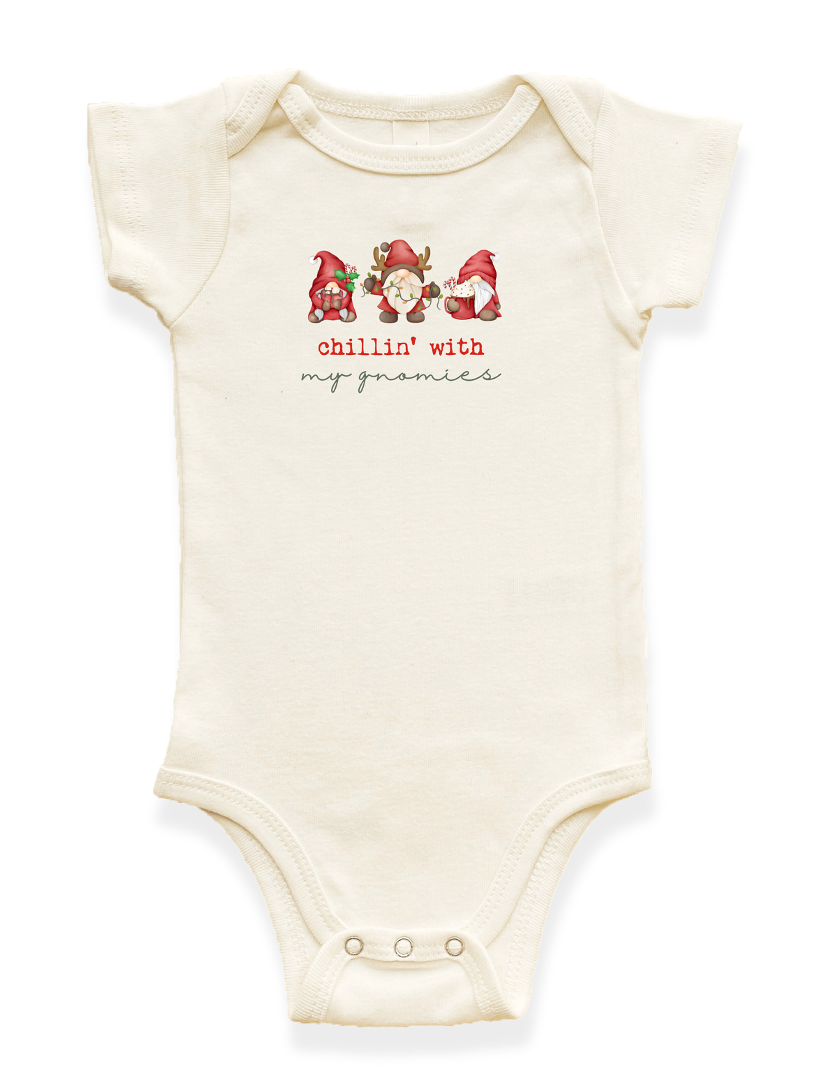 Chillin’ With My Gnomies Organic Cotton Baby Bodysuit – Short Sleeve, 0–18M