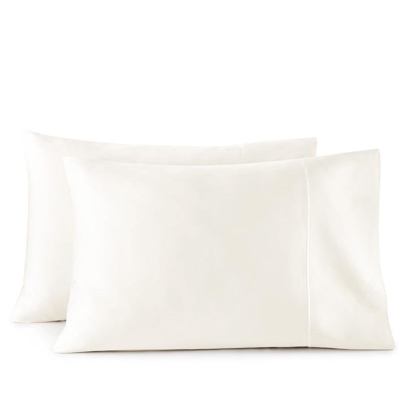 Whisper Organics 500 thread count GOTS certified organic cotton sateen pillowcases silky soft luxury bedding envelope closure