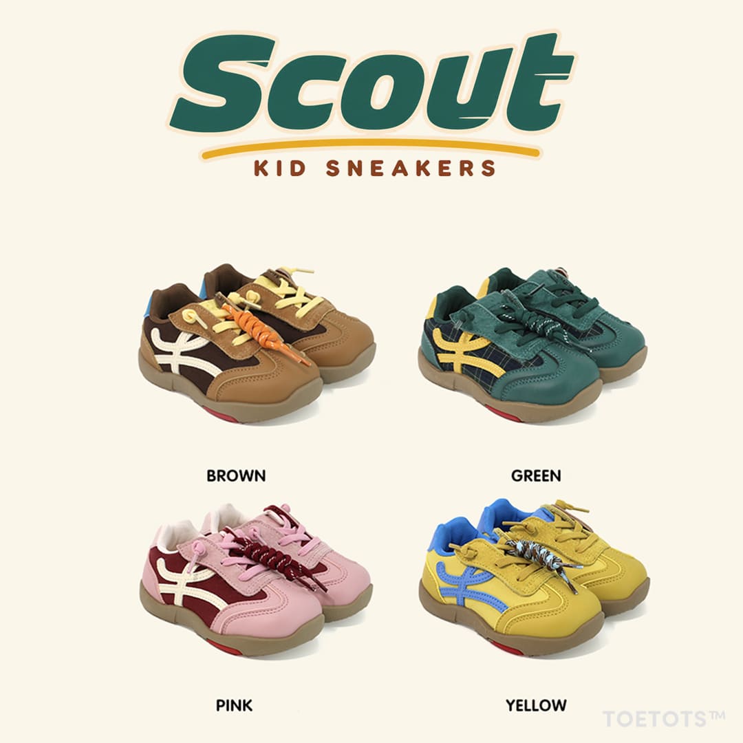 Scout Kid Sneaker – Vegan Leather, Adjustable Heel Fit