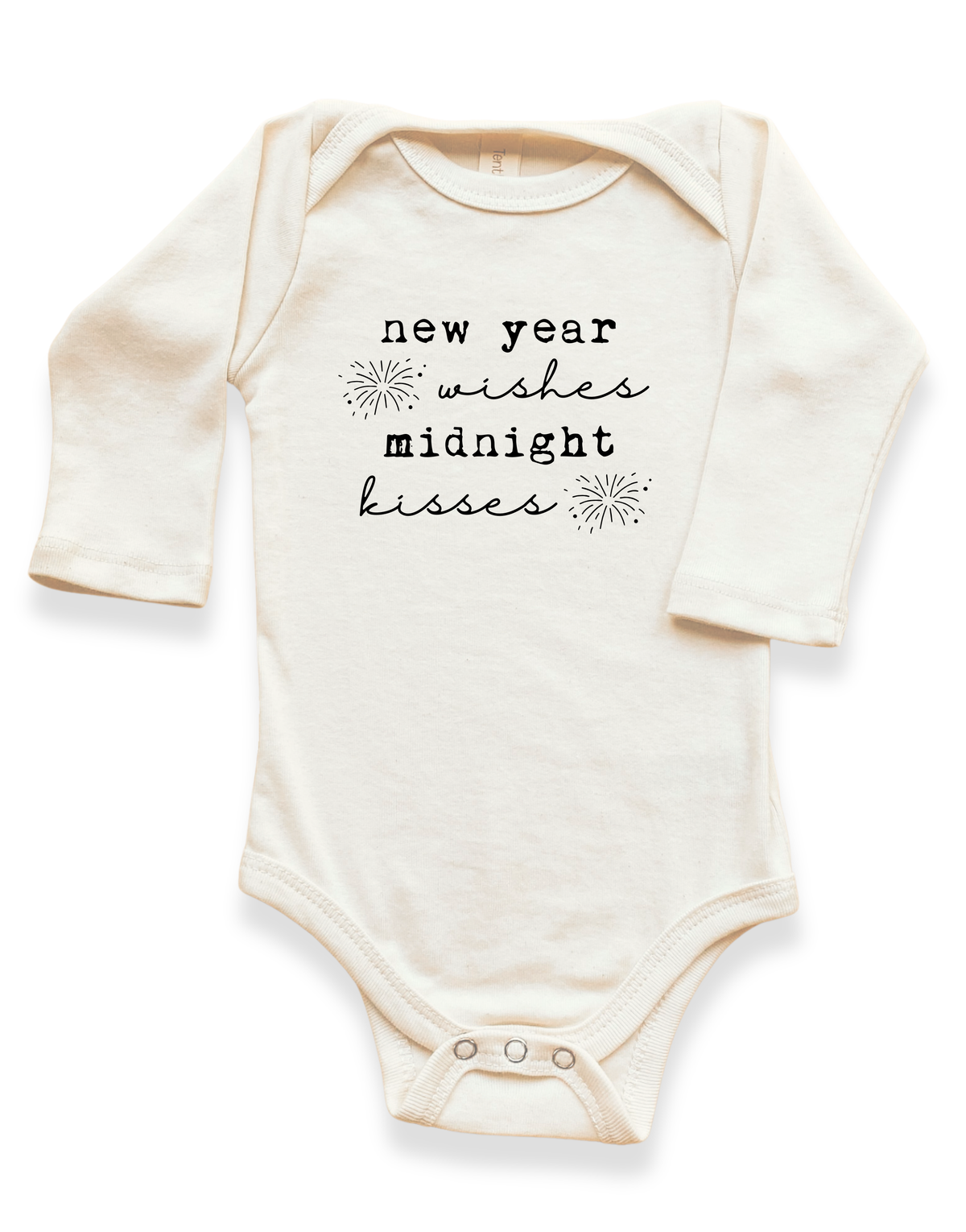New Year Wishes Organic Cotton Baby Bodysuit – Long Sleeve, 0–24M