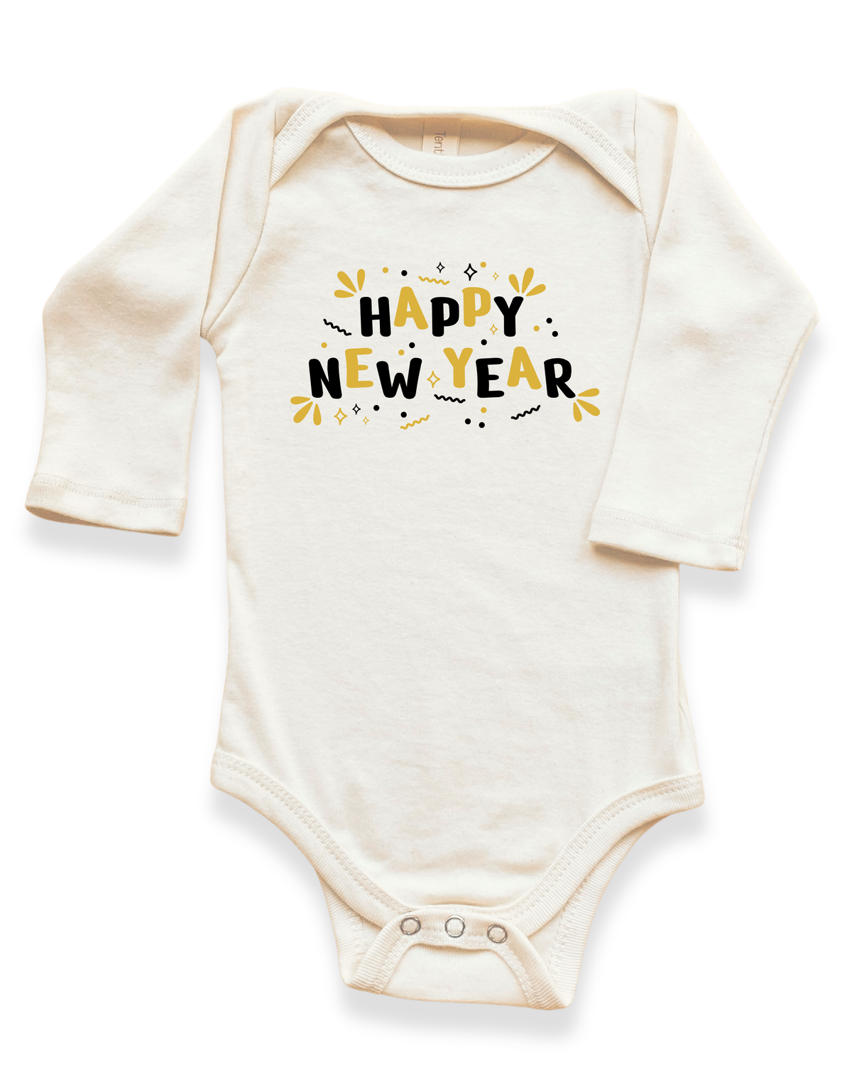 Happy New Year Organic Cotton Baby Bodysuit – Long Sleeve, 0–24M