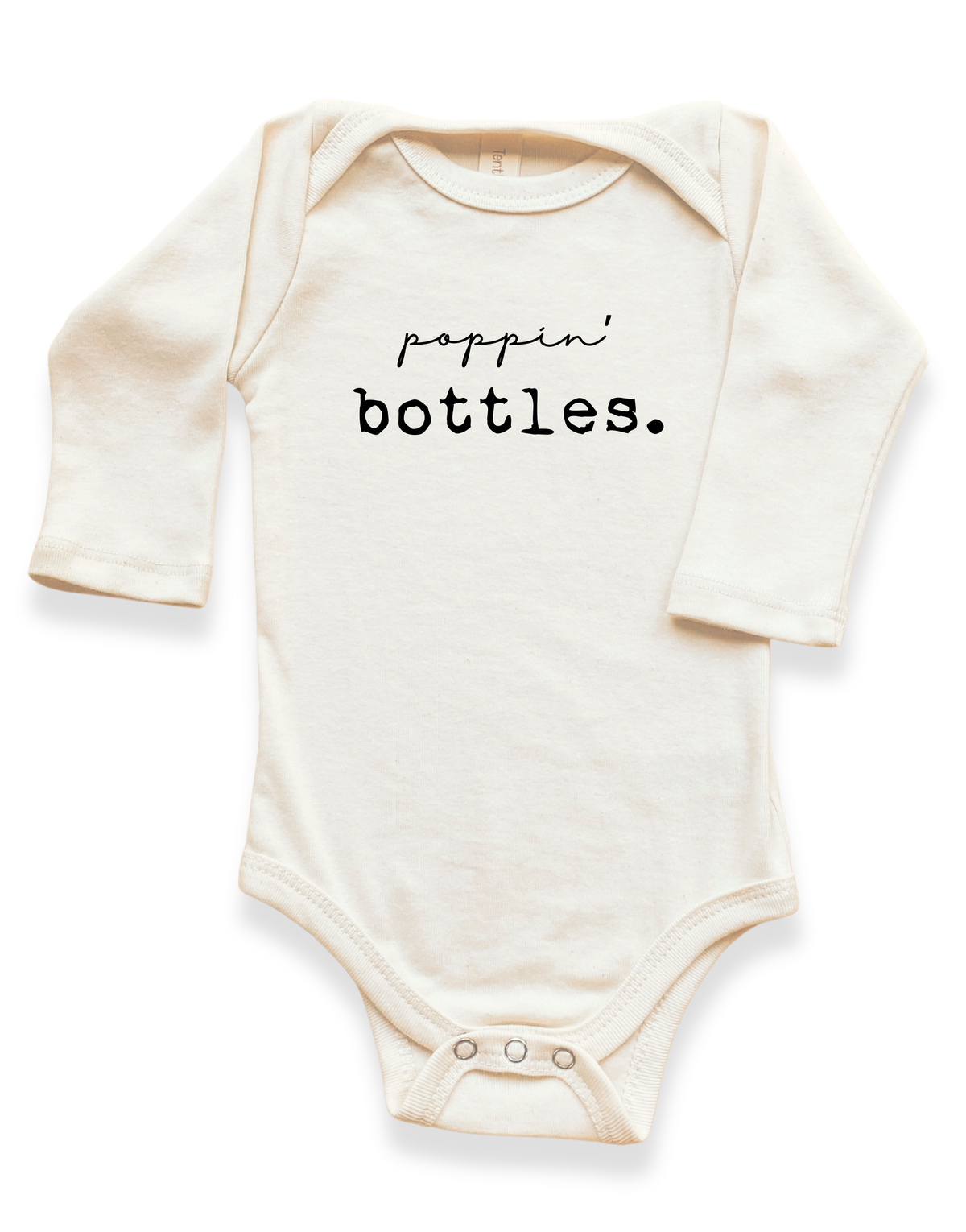 Poppin Bottles Organic Cotton Baby Bodysuit – Long Sleeve, 0–24M