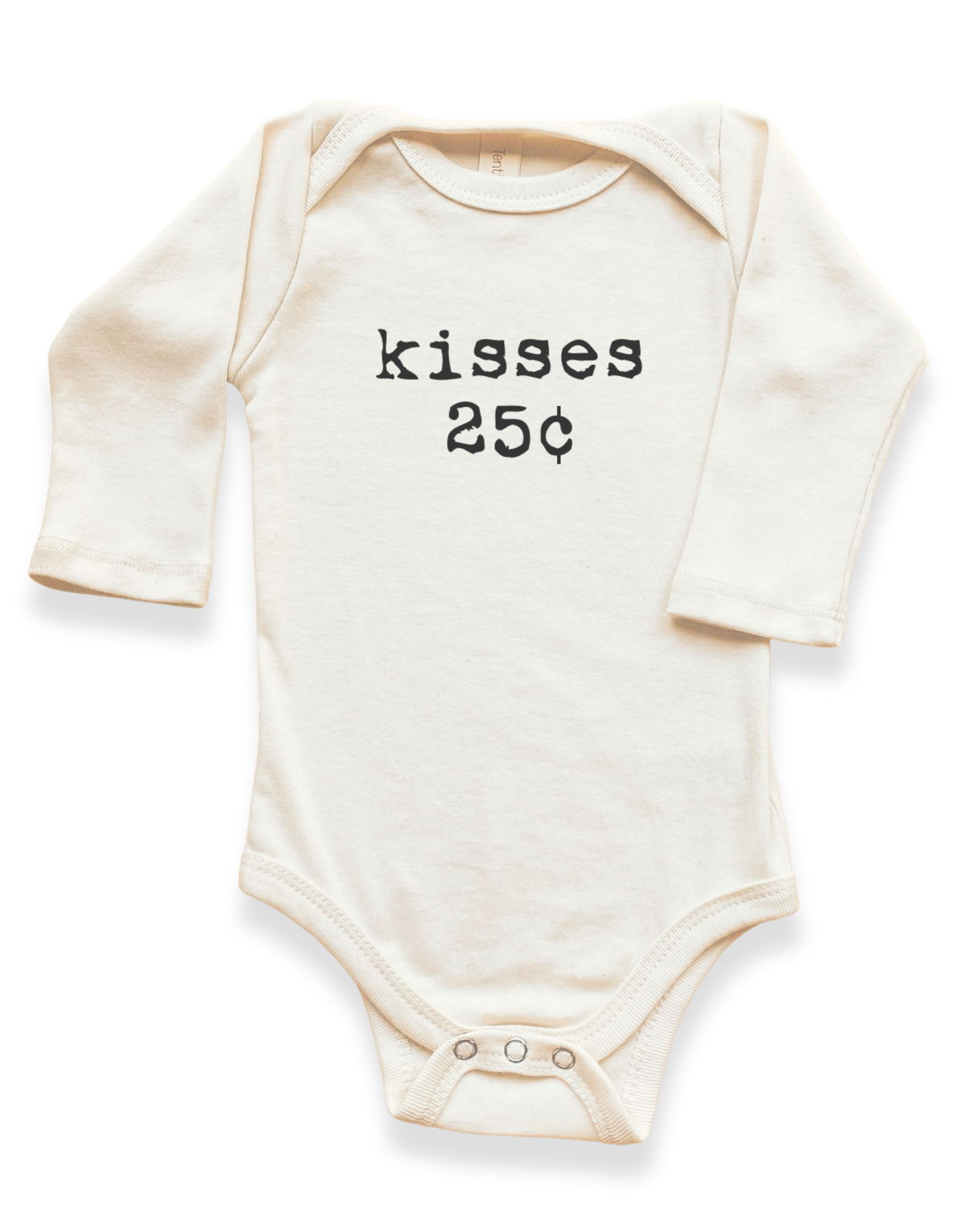 Kisses 25c Organic Cotton Baby Bodysuit – Long Sleeve, Red or Black, 0–24M