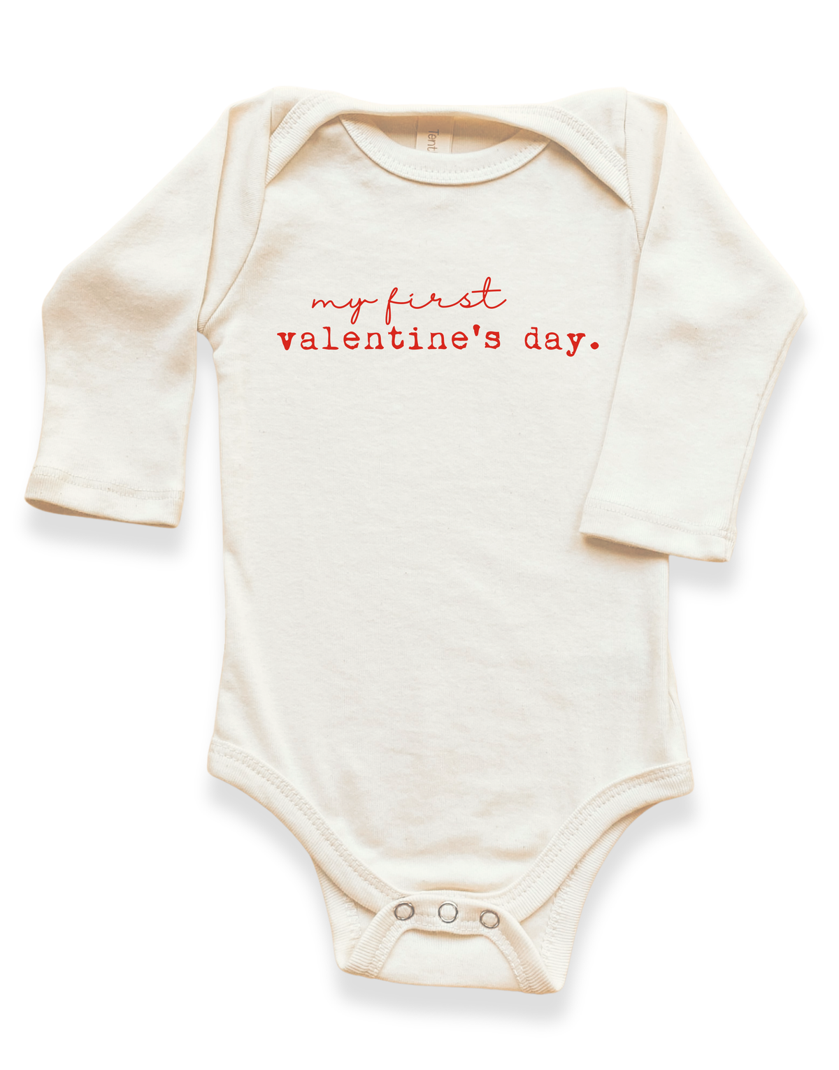 My First Valentine’s Day Organic Cotton Baby Bodysuit – Long Sleeve, Red or Black, 0–24M