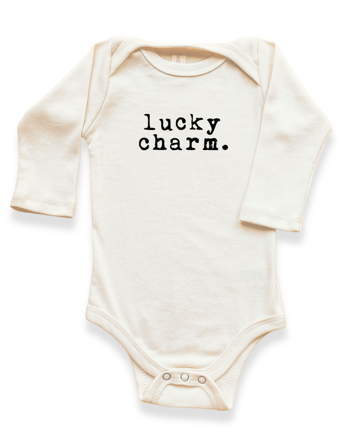 Lucky Charm Organic Cotton Baby Bodysuit – Long Sleeve, Black or Green, 0–24M