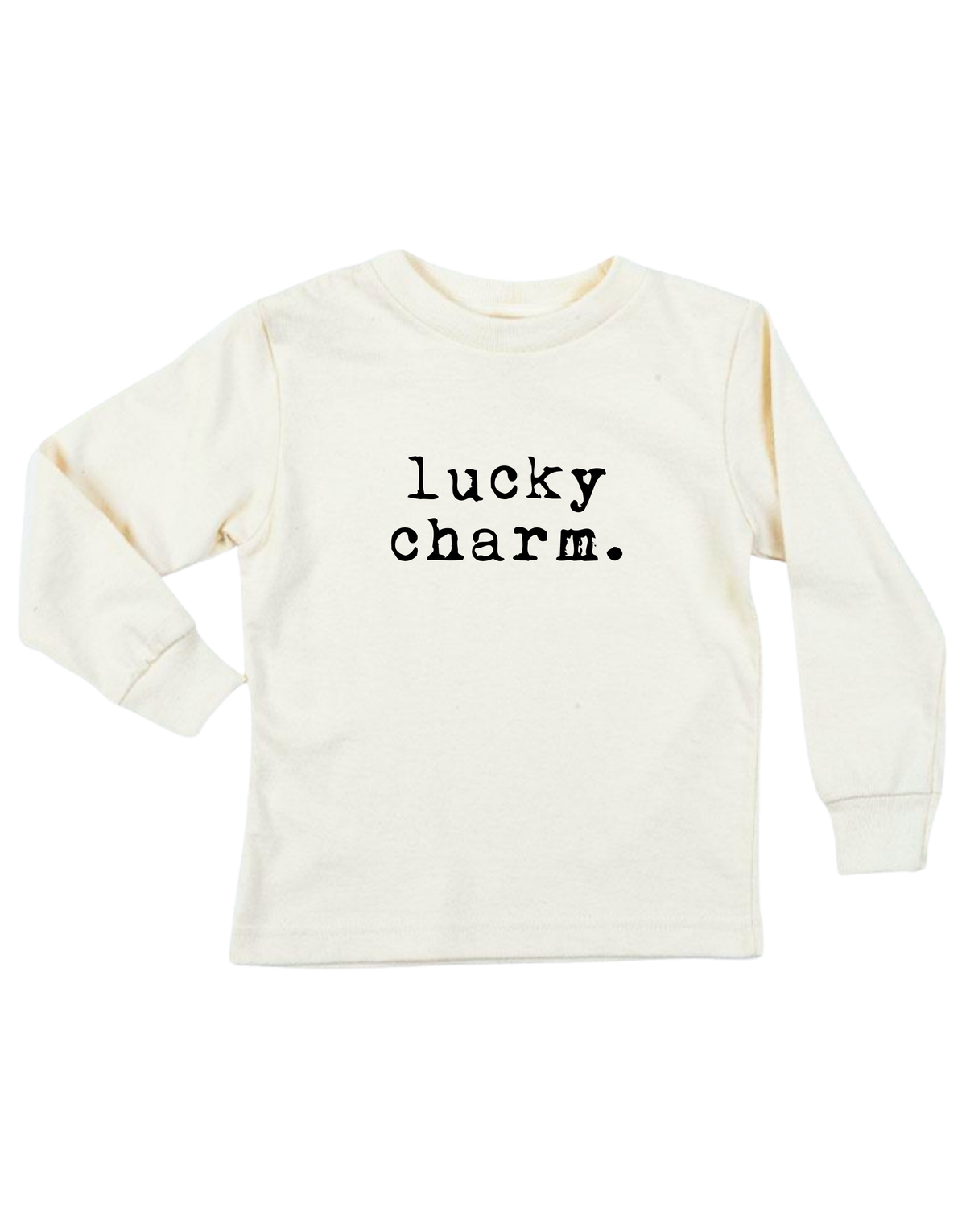 Lucky Charm Organic Cotton Kids T-Shirt – Long Sleeve, Black or Green, 2Y–12Y