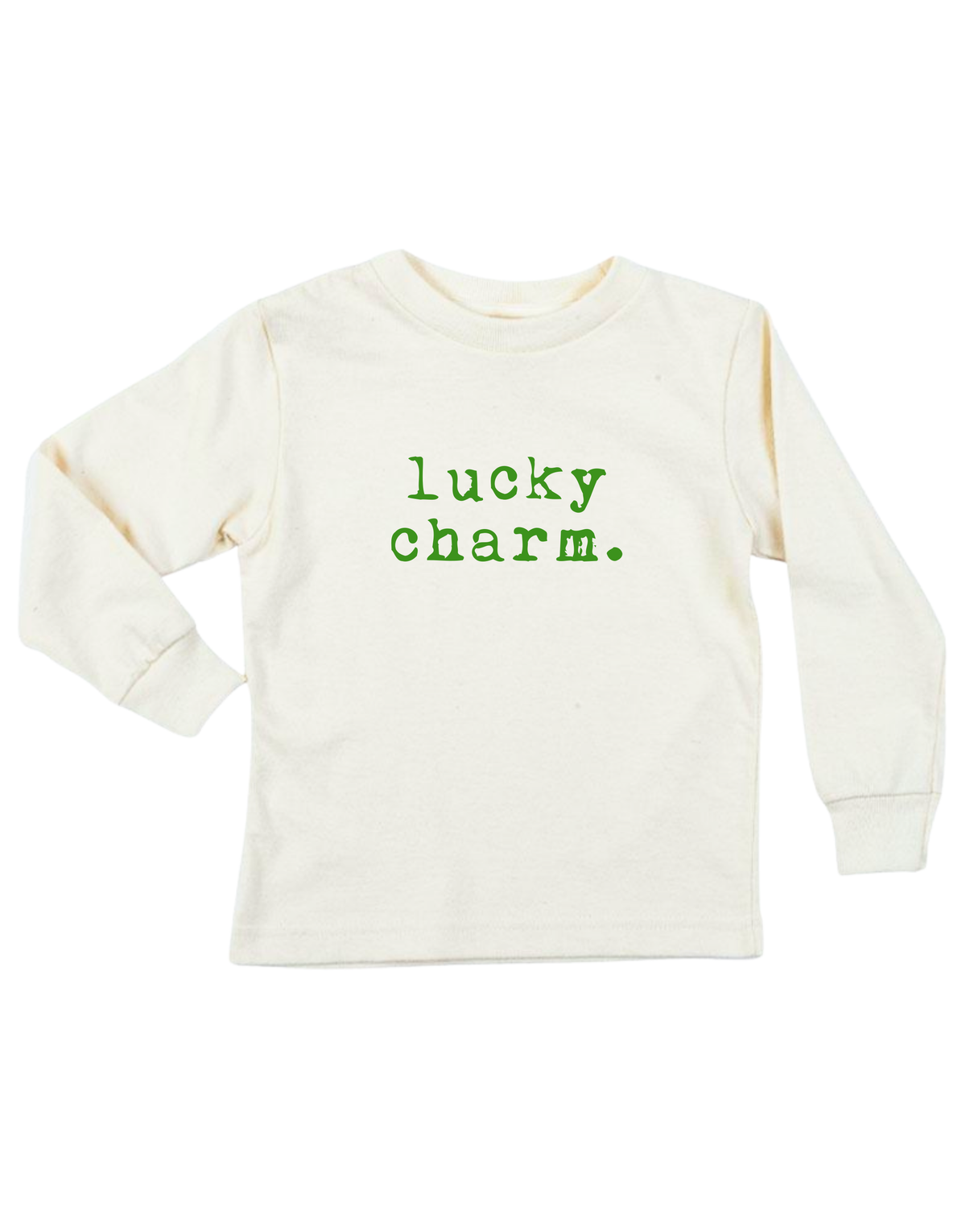 Lucky Charm Organic Cotton Kids T-Shirt – Long Sleeve, Black or Green, 2Y–12Y