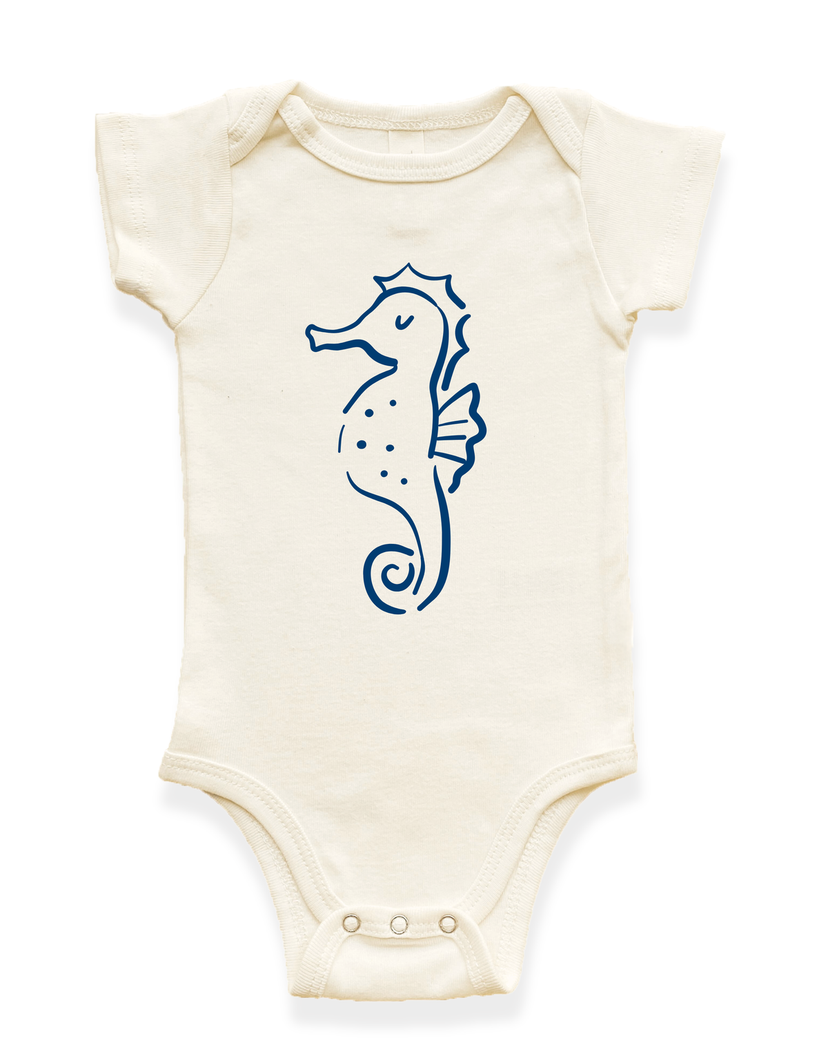 Seahorse Organic Cotton Baby Bodysuit – Short Sleeve, 0–18M