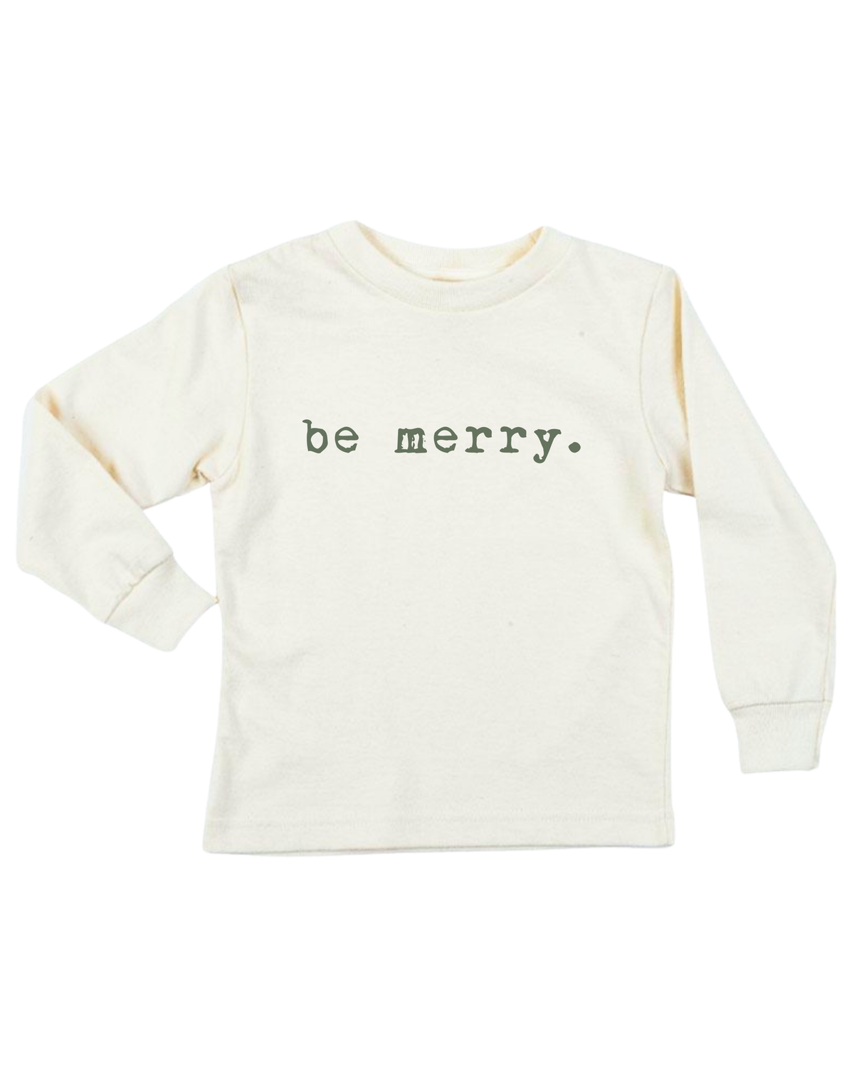 Be Merry Organic Cotton Kids T-Shirt – Long Sleeve, Red or Olive, 2T–10Y