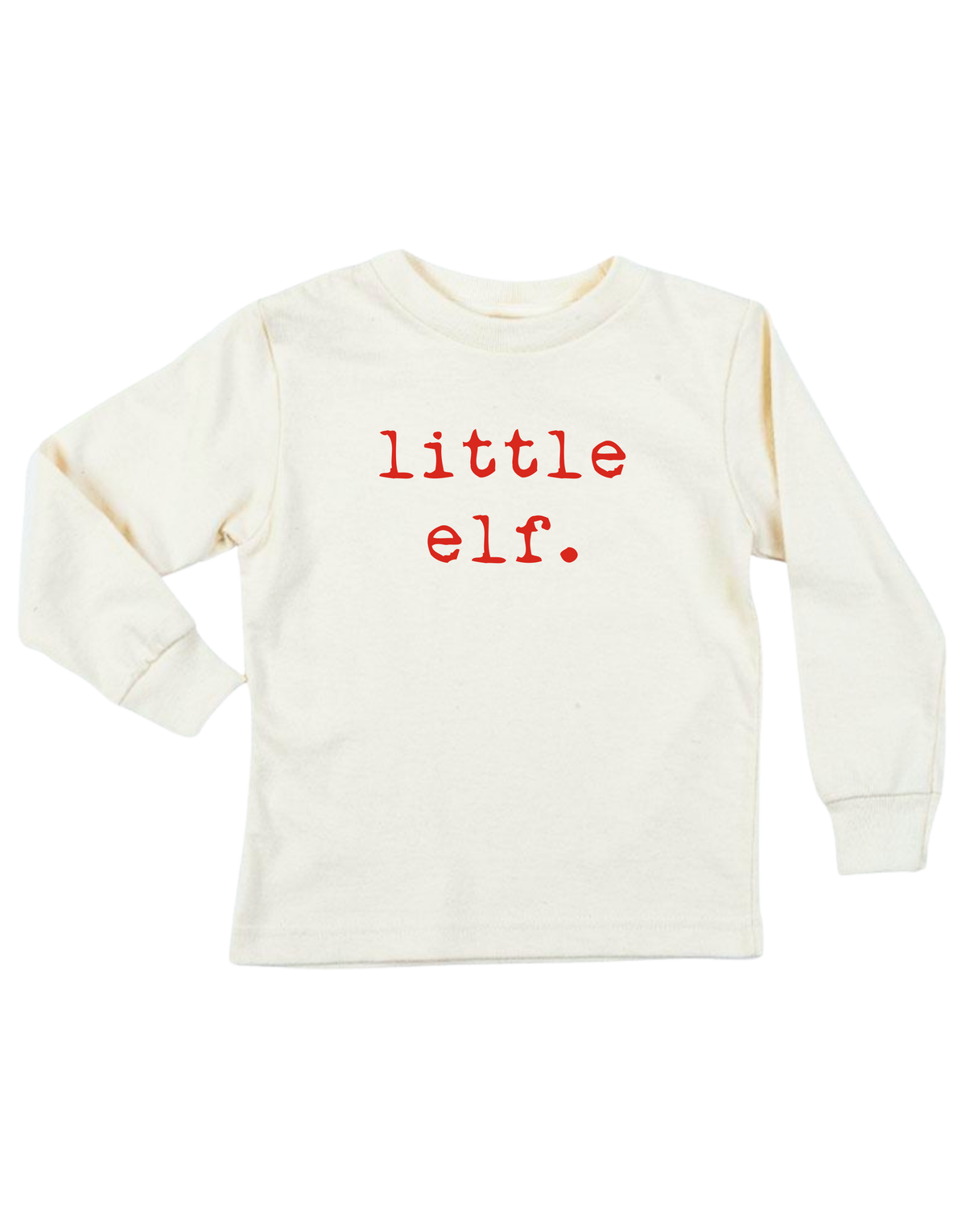 Little Elf Organic Cotton Kids T-Shirt – Long Sleeve, Red or Olive, 2T–10Y