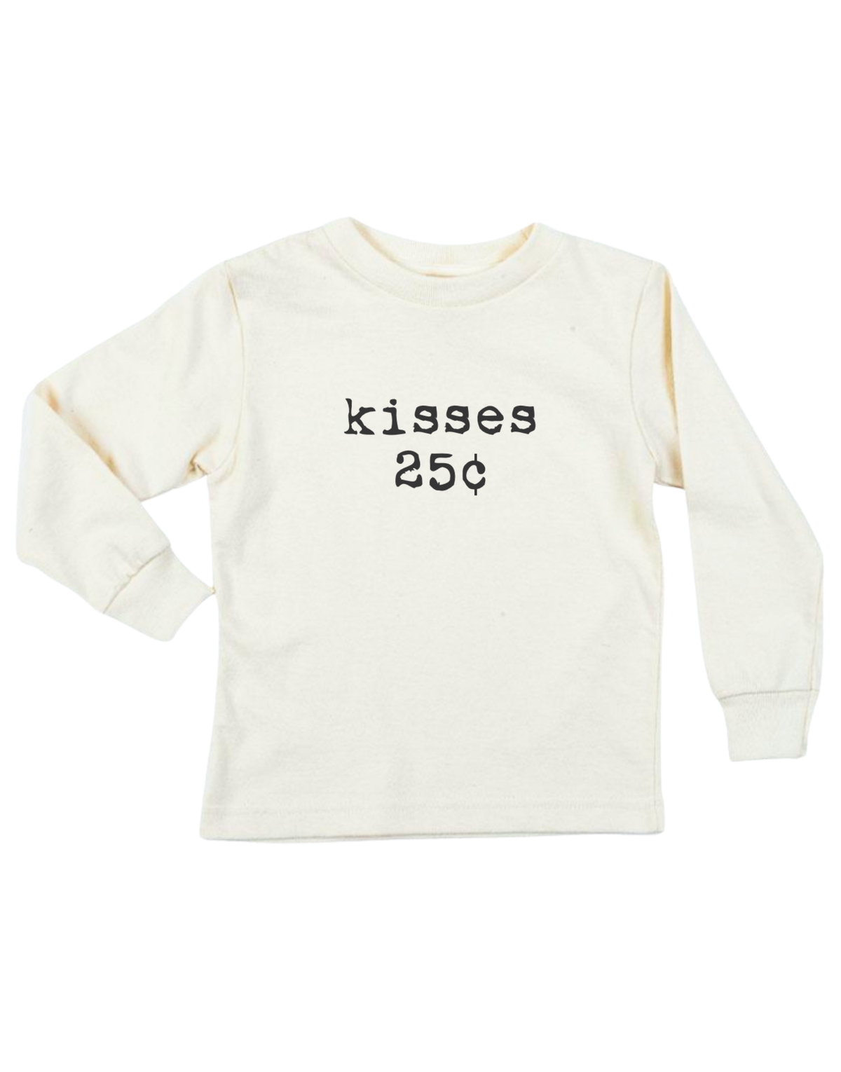 Kisses 25c Organic Cotton Kids T-Shirt – Long Sleeve, Red or Black, 2Y–12Y