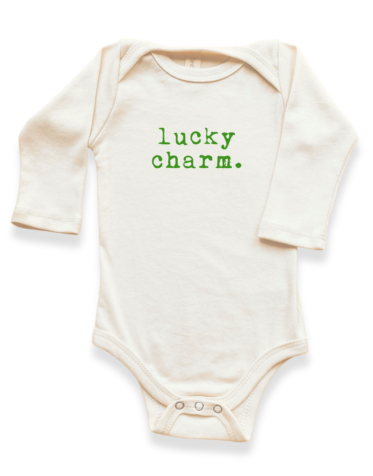 Lucky Charm Organic Cotton Baby Bodysuit – Long Sleeve, Black or Green, 0–24M