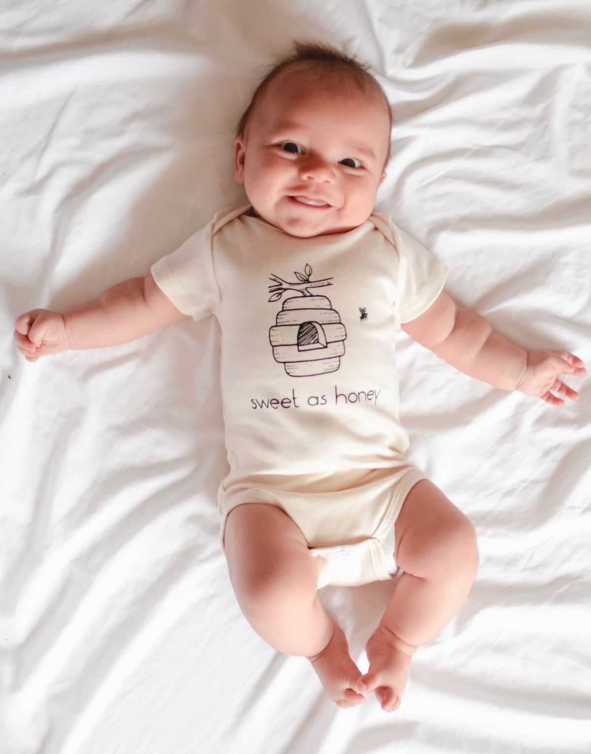 Sweet as Honey Organic Cotton Baby Bodysuit – Short Sleeve, 0–24M