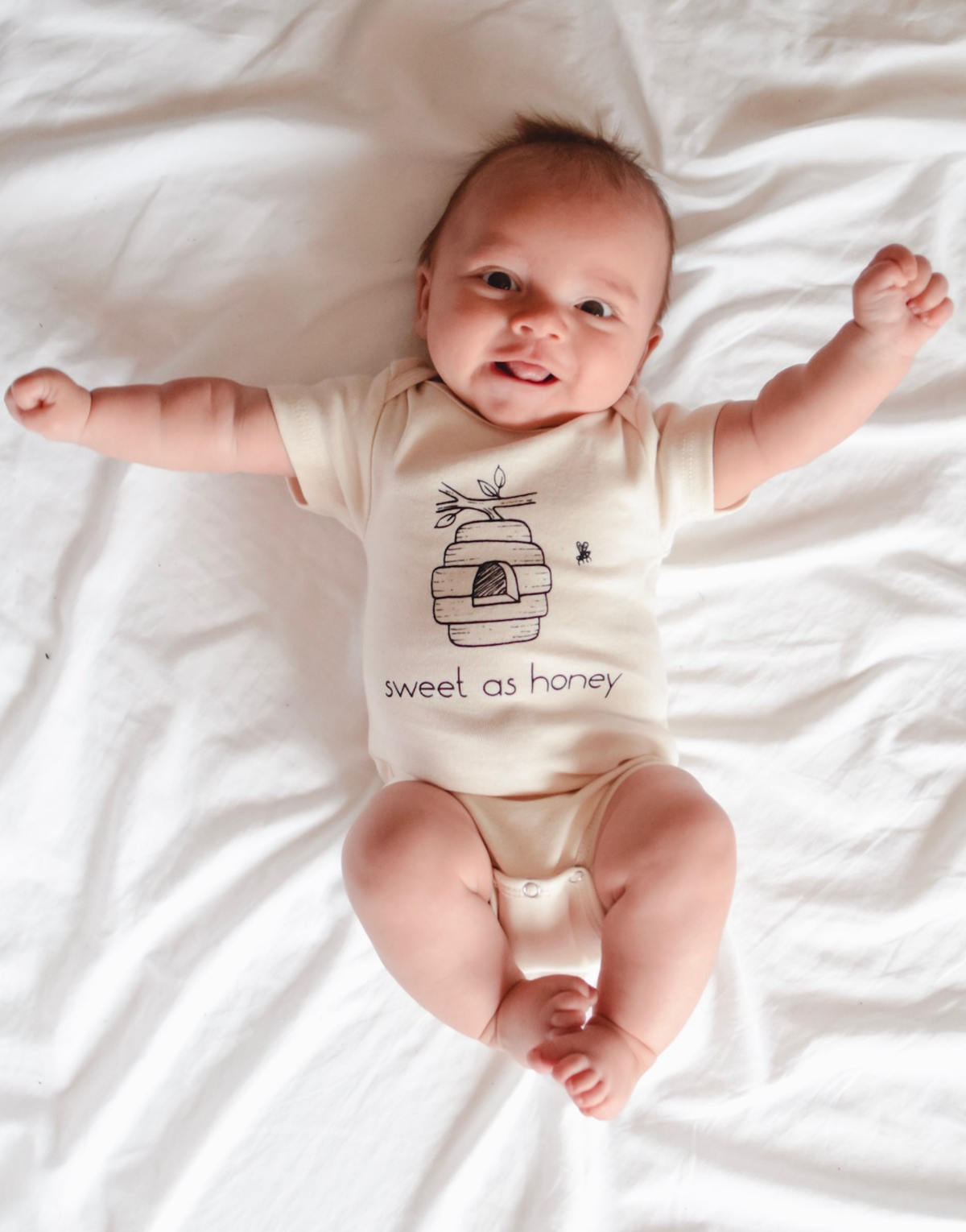 Sweet as Honey Organic Cotton Baby Bodysuit – Short Sleeve, 0–24M
