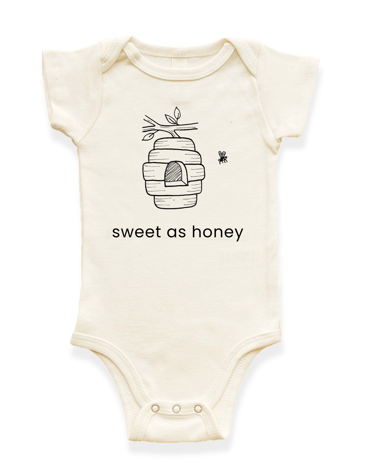 Sweet as Honey Organic Cotton Baby Bodysuit – Short Sleeve, 0–24M