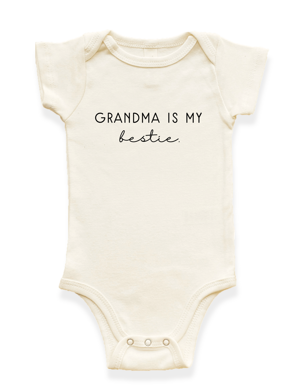 Grandma is my Bestie Organic Cotton Baby Bodysuit – Short Sleeve, 0–24M