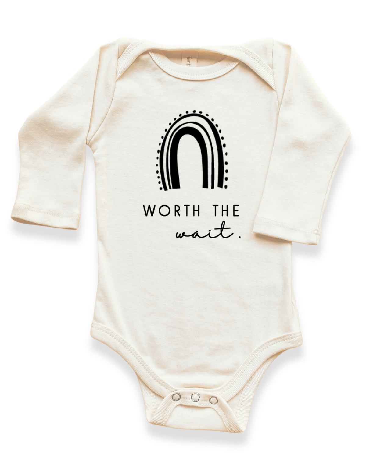 Worth the Wait Rainbow Organic Cotton Baby Bodysuit – Long Sleeve, 0–24M