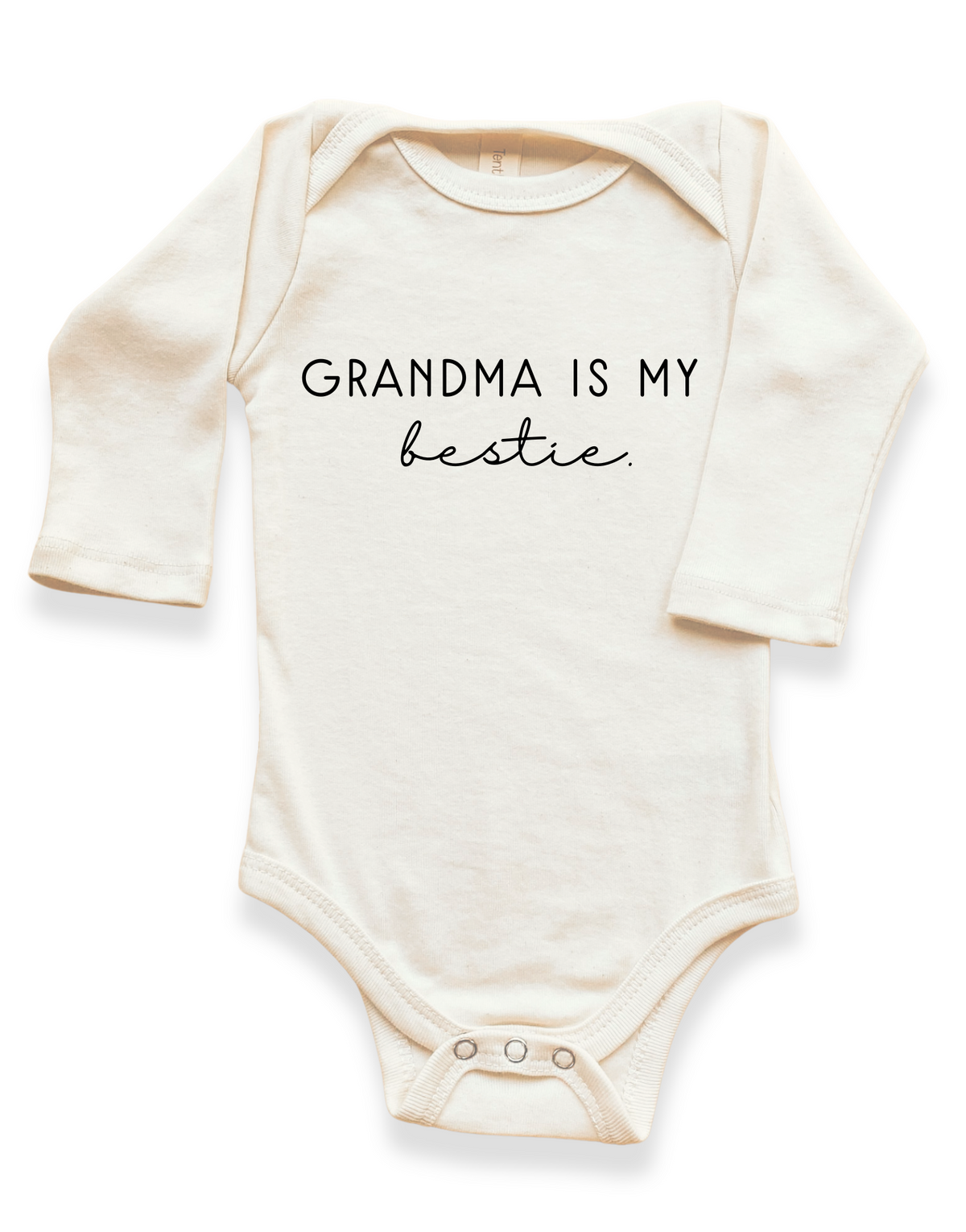 Grandma is My Bestie Organic Cotton Baby Bodysuit – Long Sleeve, 0–24M