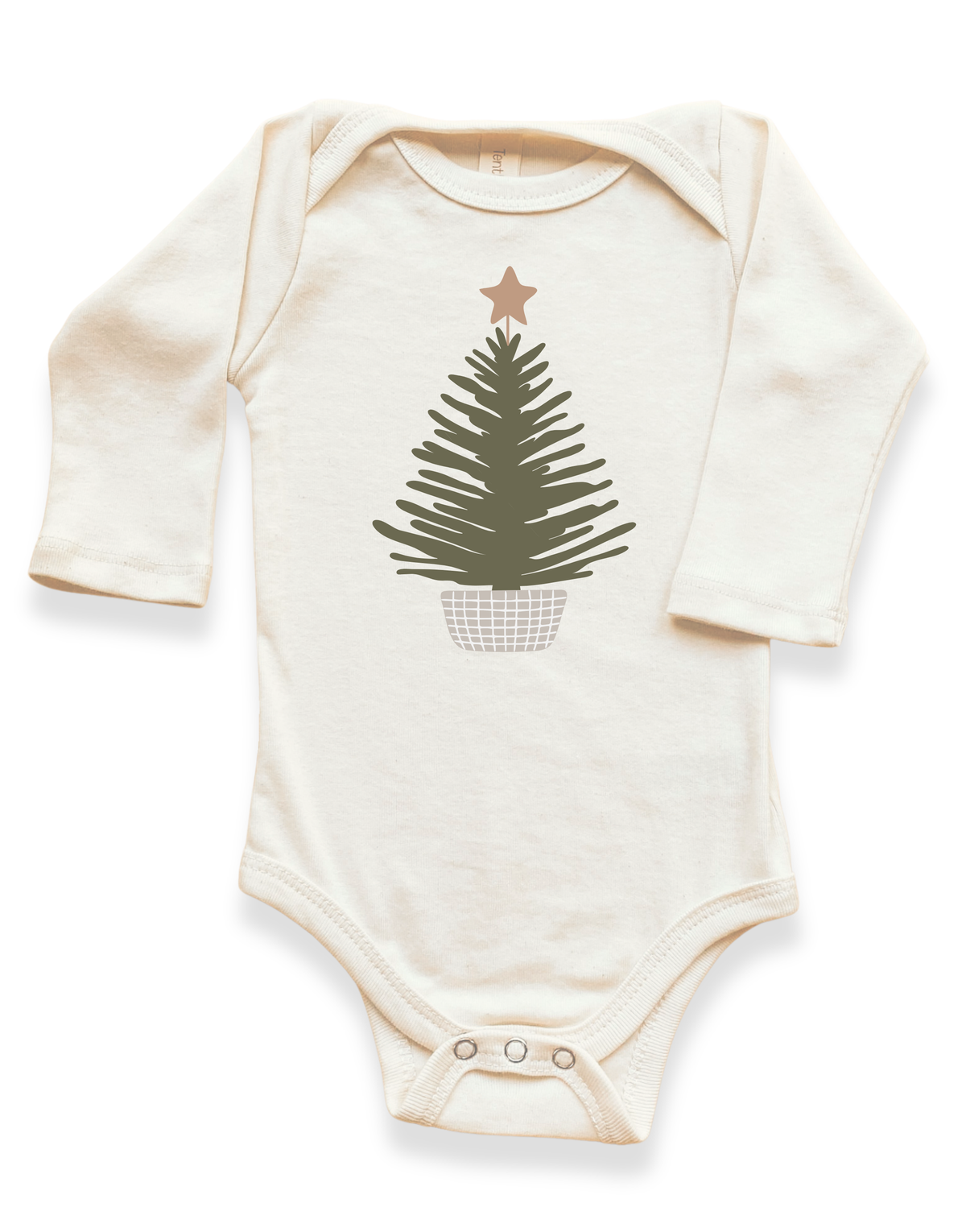 Holiday Tree Organic Cotton Baby Bodysuit – Long Sleeve, 0–24M