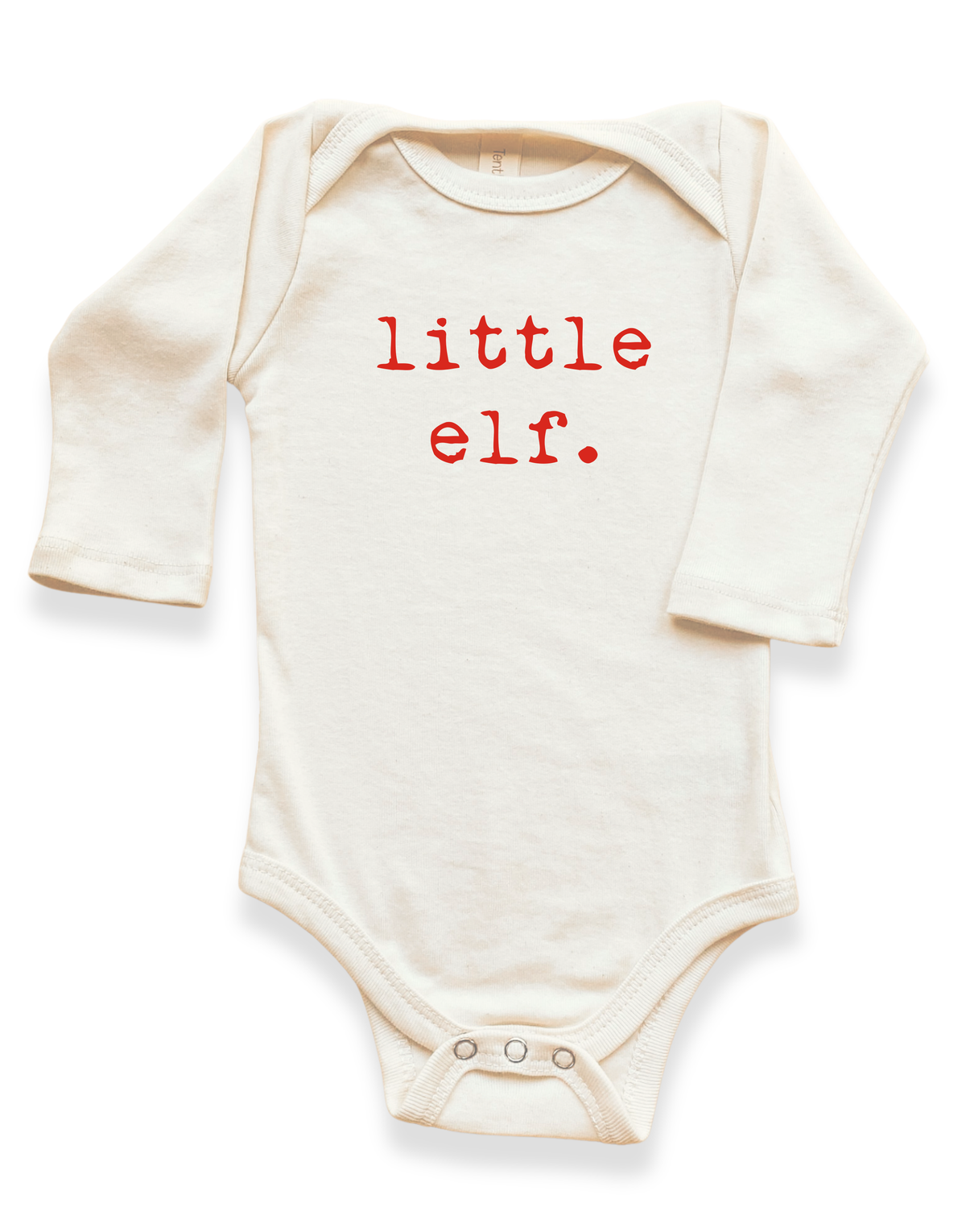 Little Elf Organic Cotton Baby Bodysuit – Long Sleeve, Red or Olive, 0–24M