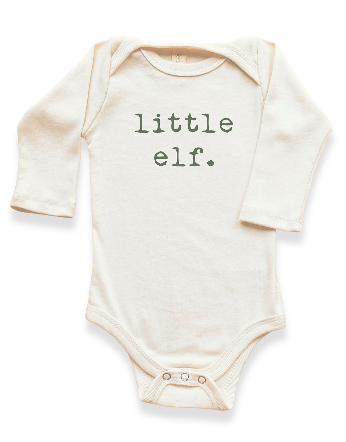 Little Elf Organic Cotton Baby Bodysuit – Long Sleeve, Red or Olive, 0–24M