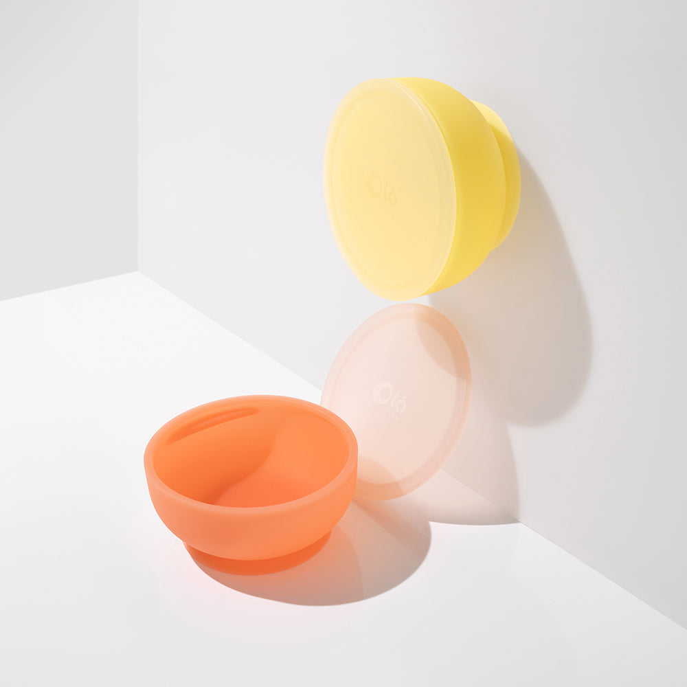 Olababy Silicone Suction Bowl with Lid for Babies, 6 Months+