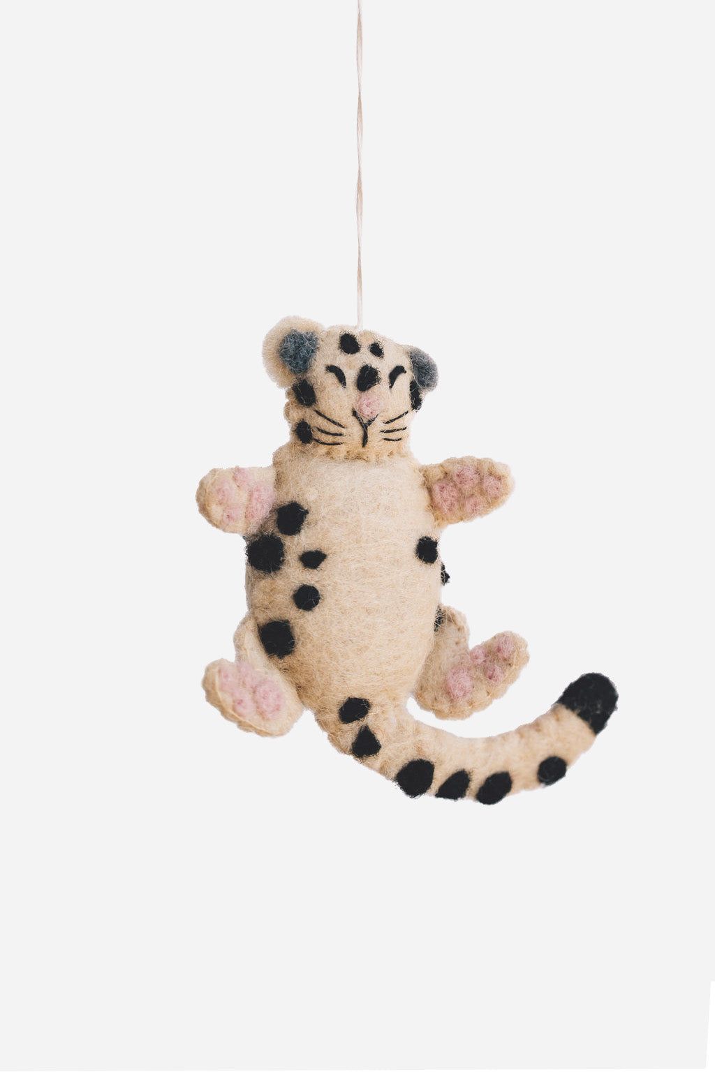 Snow Leopard Ornament – Handmade Wool Felt Holiday Decor