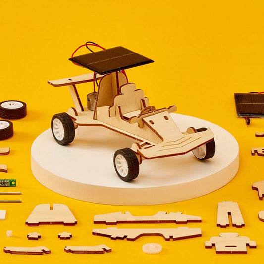 Kitsville Solar Race Car DIY Kit – Wooden STEM Building Kit for Kids 8+