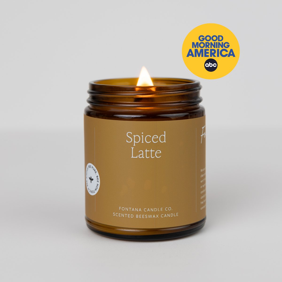 Spiced Latte Essential Oil Candle – Beeswax & Coconut, Wooden Wick, 9 oz