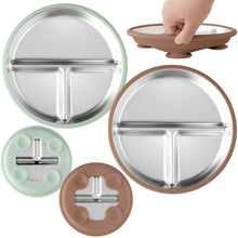 Load image into Gallery viewer, Tots Ground Eco-Friendly Stainless Steel Baby and Toddler Divided Plates PRE-ORDER NOW | Butter Yellow &amp; Baby Blue)
