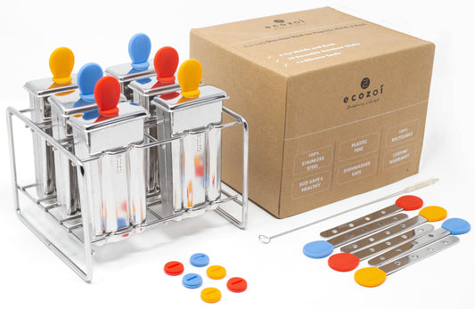 Stainless Steel Popsicle Molds and Rack, Square Shape, Steel Sticks