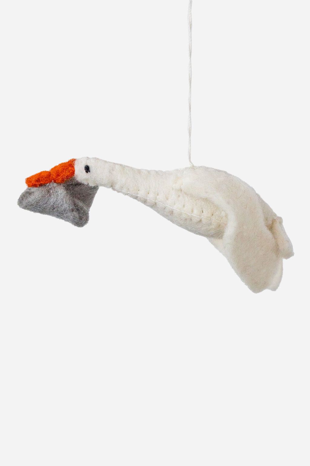 Stork Ornament – Handmade Wool Felt Holiday Decor