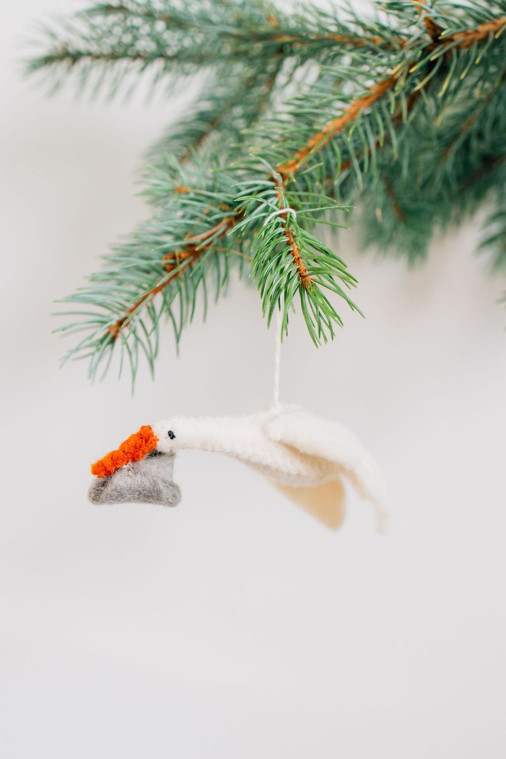 Stork Ornament – Handmade Wool Felt Holiday Decor