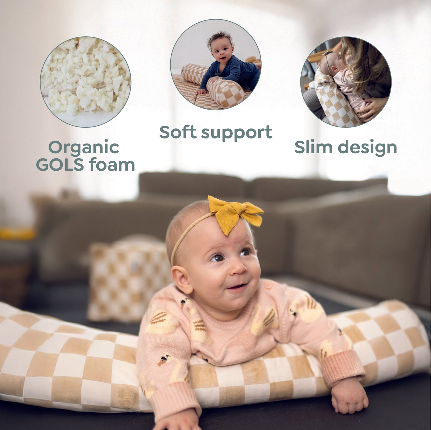 Checker Matcha Support Pillow