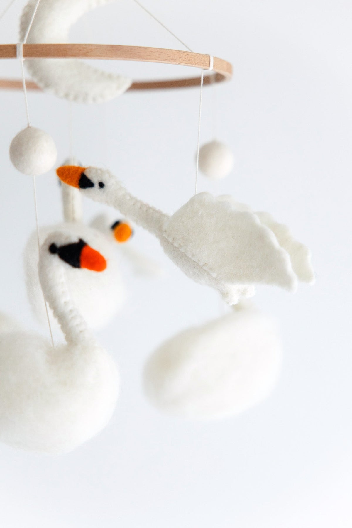 Swan Crib Mobile – Handmade Wool Felt Nursery Decor