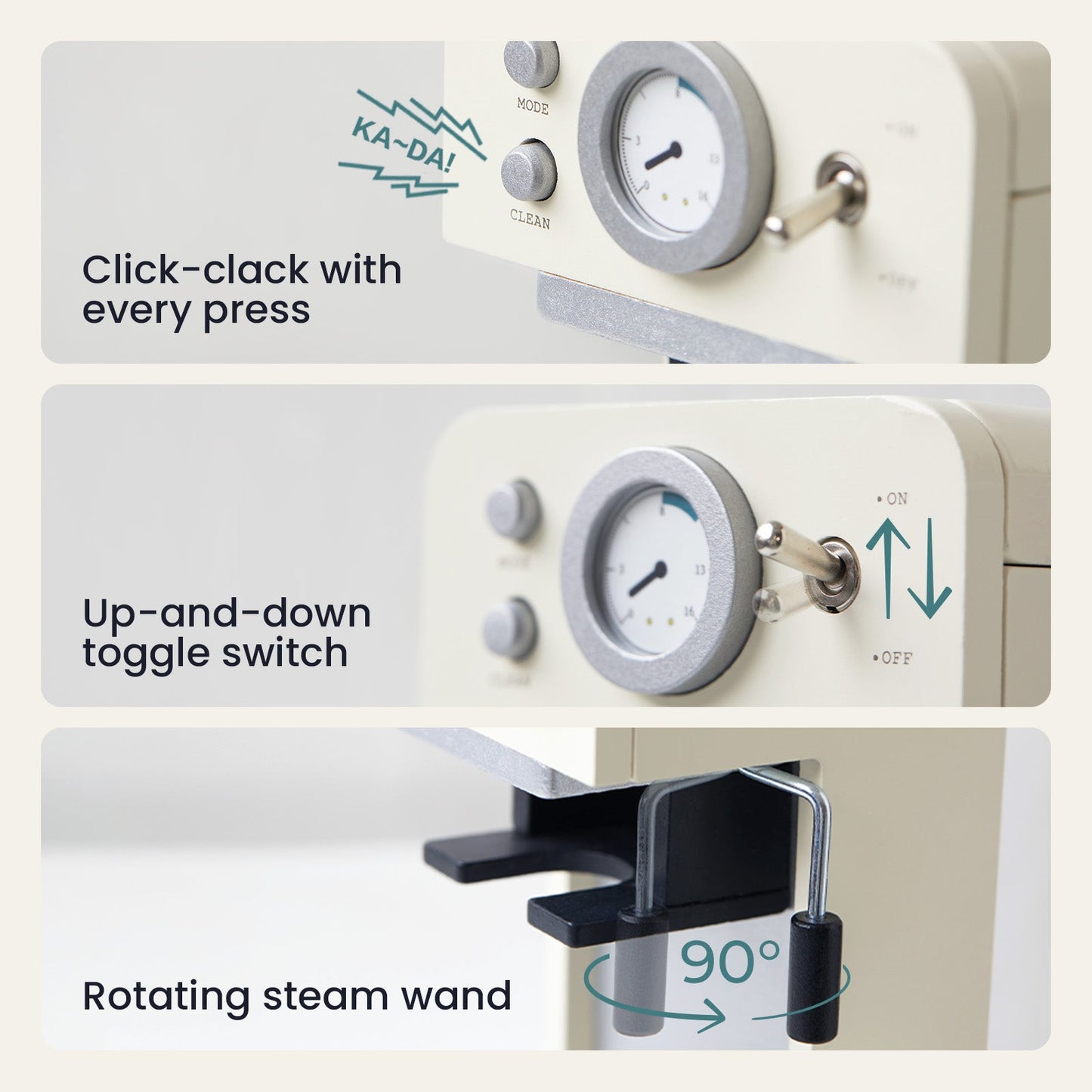 Tiny Land® Play Kitchen Accessories – Children’s Coffee Maker: Wooden Café Play Set for Kids