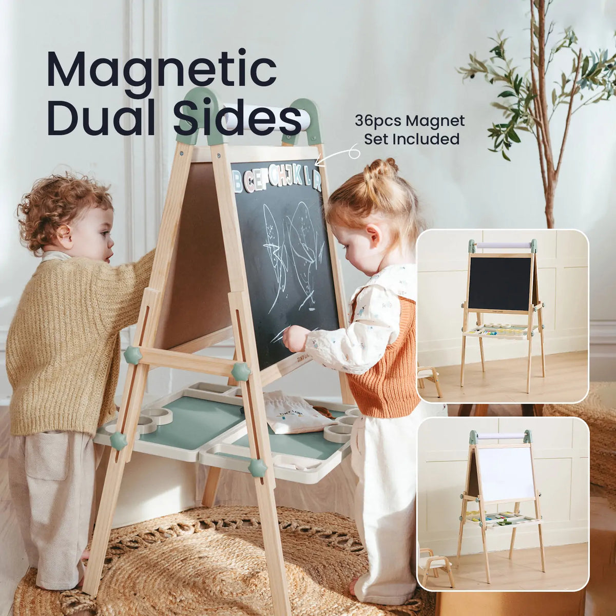 Tiny Land Magnitales Double-Sided Art Easel & Paper Roll Set