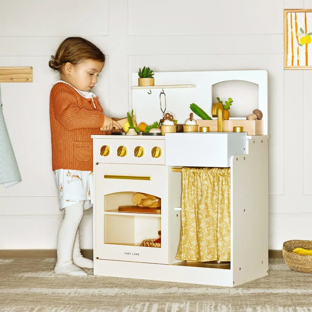 Tiny Land Honey Kitchenette Play Kitchen – Toddler Pretend Cooking Set